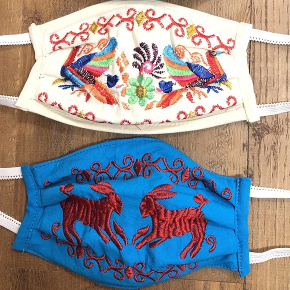 3 Pack Mexican Otomi Face Mask Embroidered Animals - Picture 4 of 5